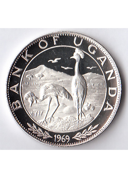 UGANDA 5 Shillings argento 1969 Fondo Specchio Visita Papa Paolo VI